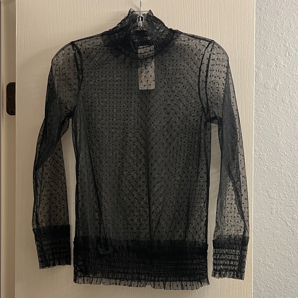 Chic Black Sheer Women's Blouse